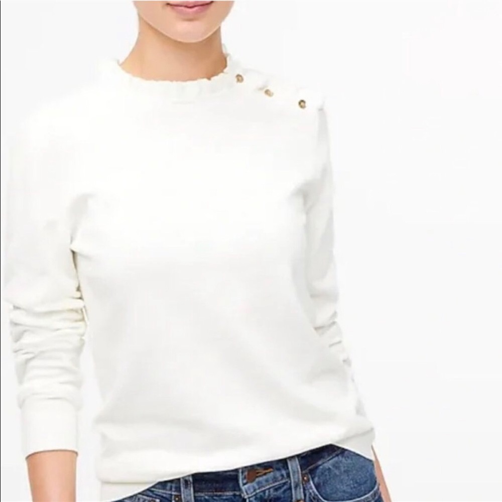 J. CREW Ruffle sweater with buttons NWT $89 (T-K14)